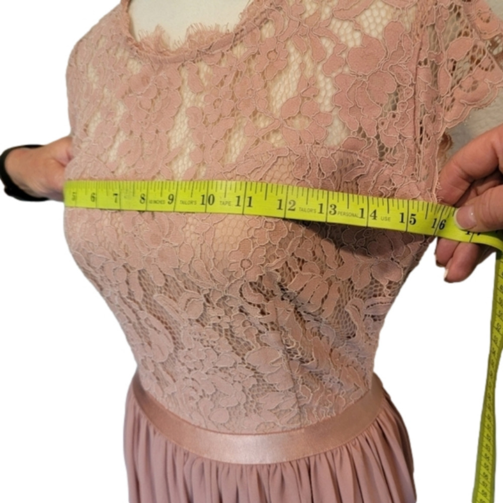 Musol Pink Lace Chiffon Fit And Flare Floor Length Gown Size S - Picture 14 of 16